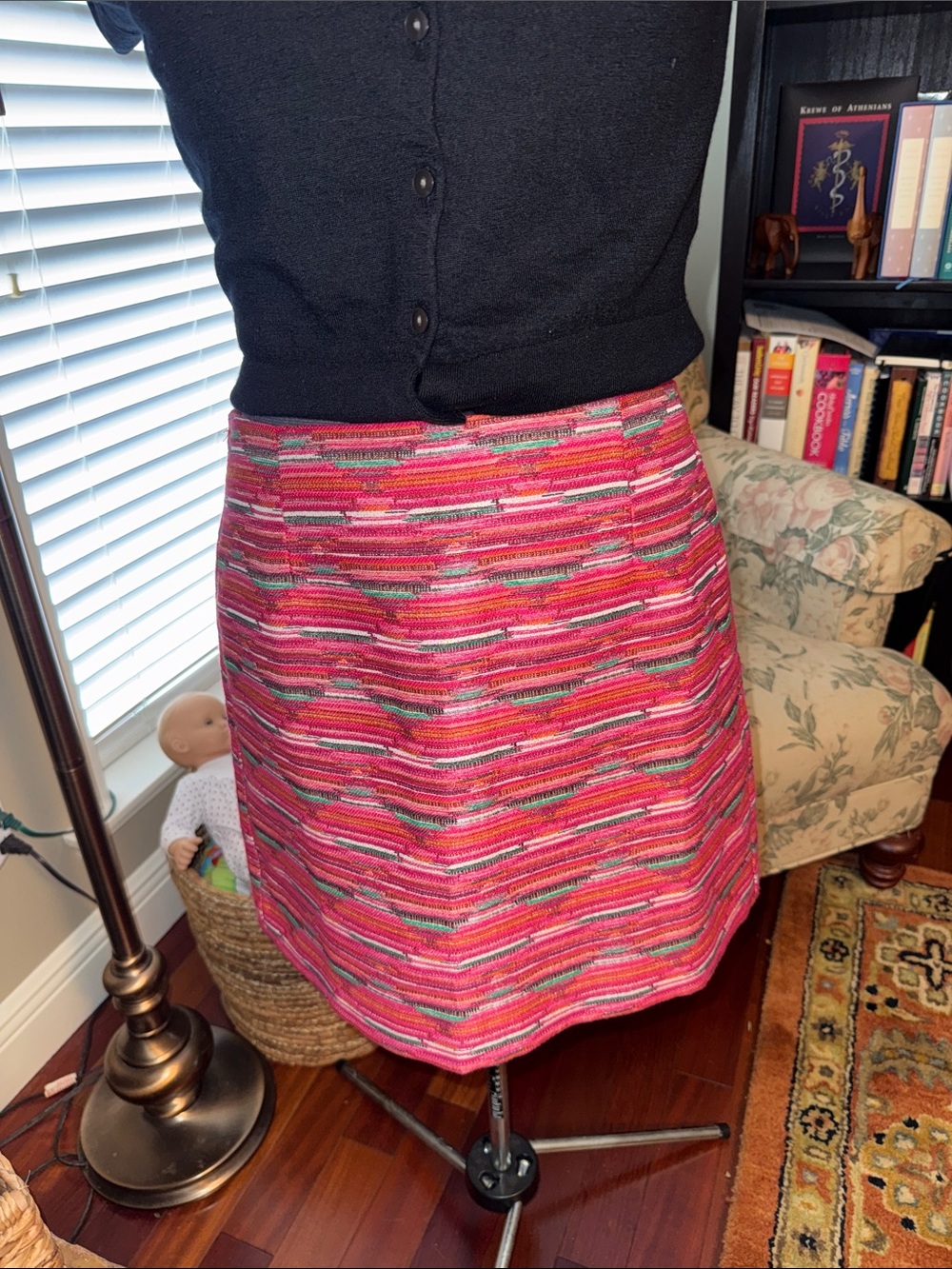LOFT Pink Multi-Stripe Mini Skirt